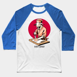 Sushi Master Goat - Retro Japanese Chef Cartoon Baseball T-Shirt